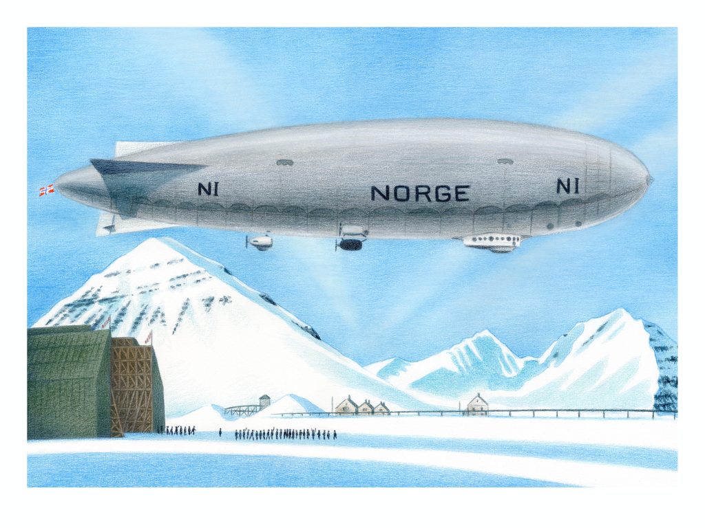 Bjørn Ousland print - The airship Norge takes off from Kings Bay, Svalbard