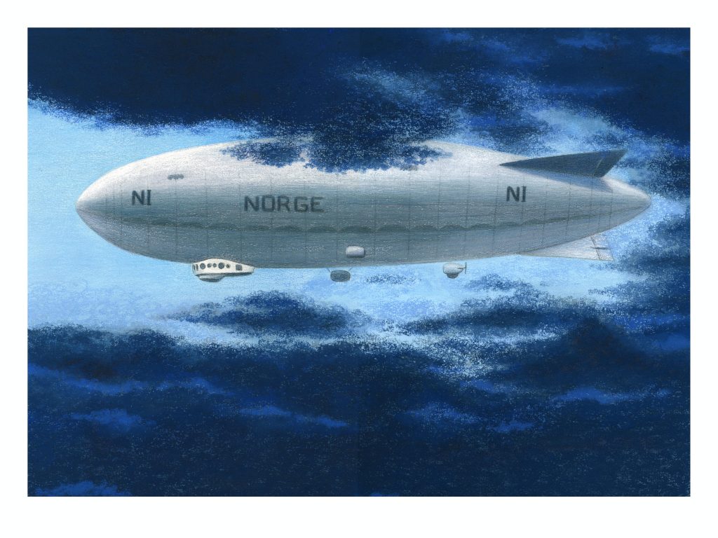 Bjørn Ousland print - The airship Norge passes the North pole, May 1926