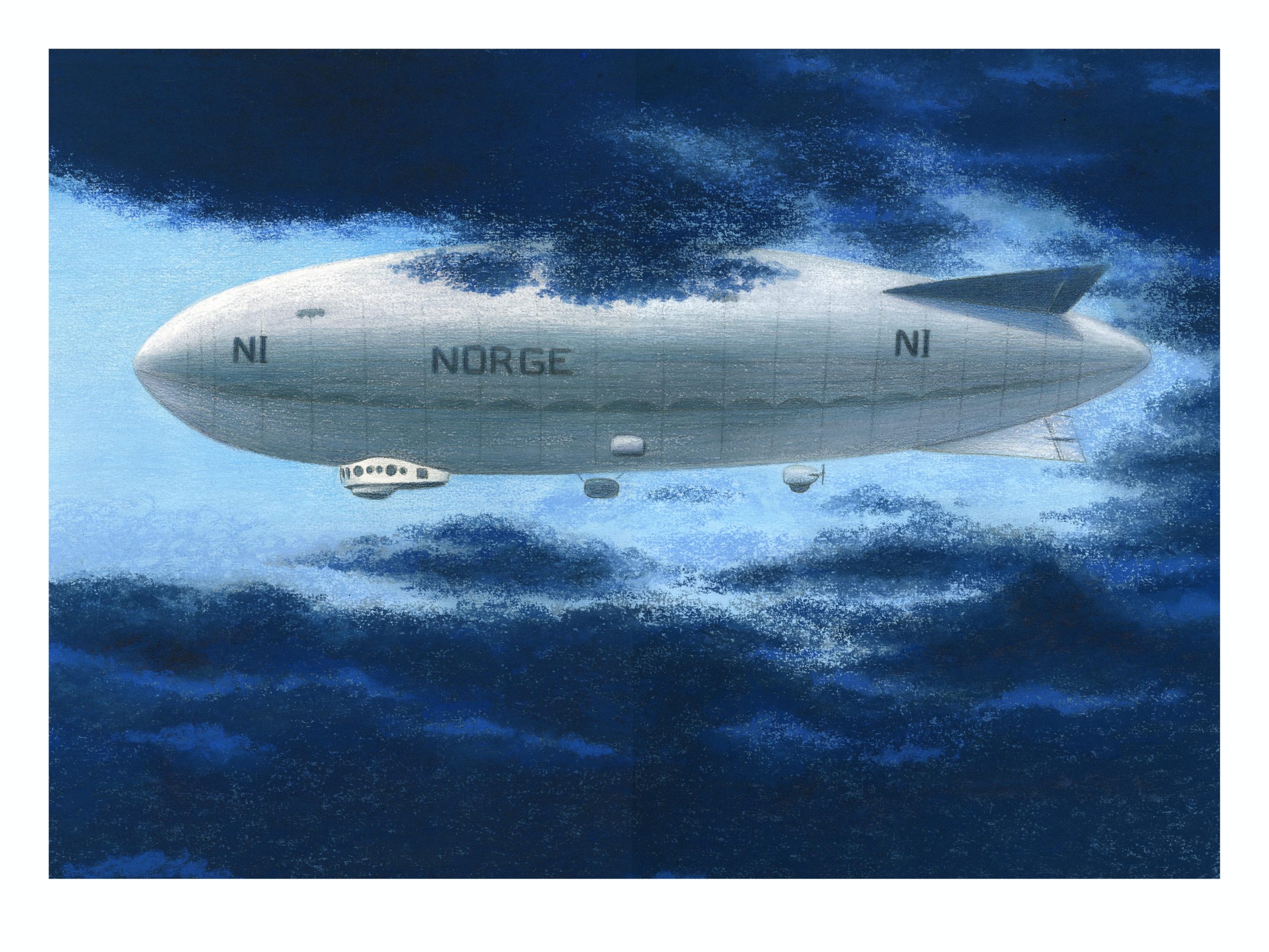 Bjørn Ousland print - The airship Norge passes the North pole, May 1926
