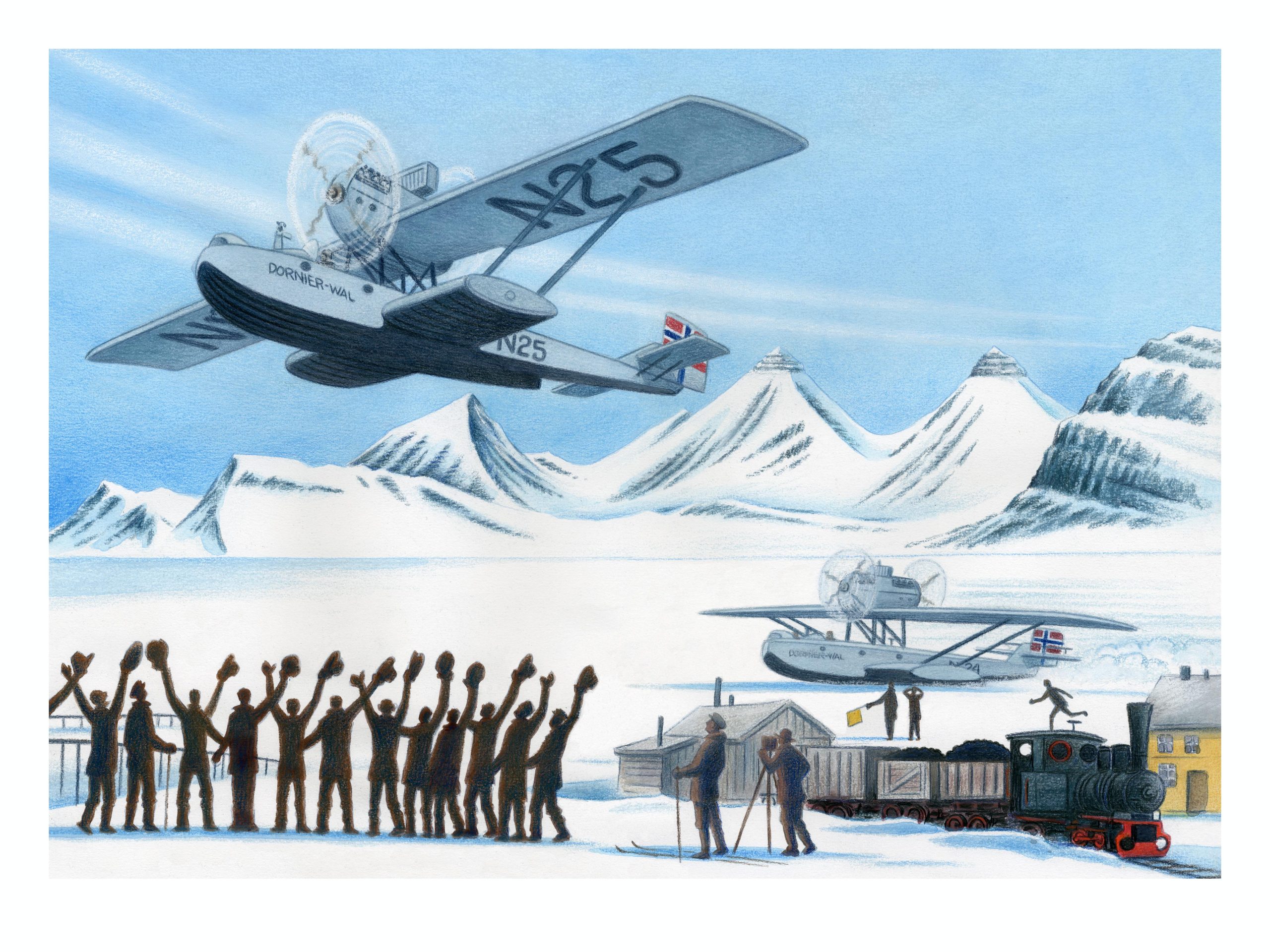 Bjørn Ousland print - The planes N24 and N25 taking off from New-Ålesund