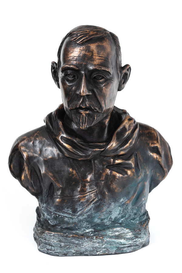 Roald Amundsen Bronze Bust With Ice Patina, Box and Sertificate, 19 cm