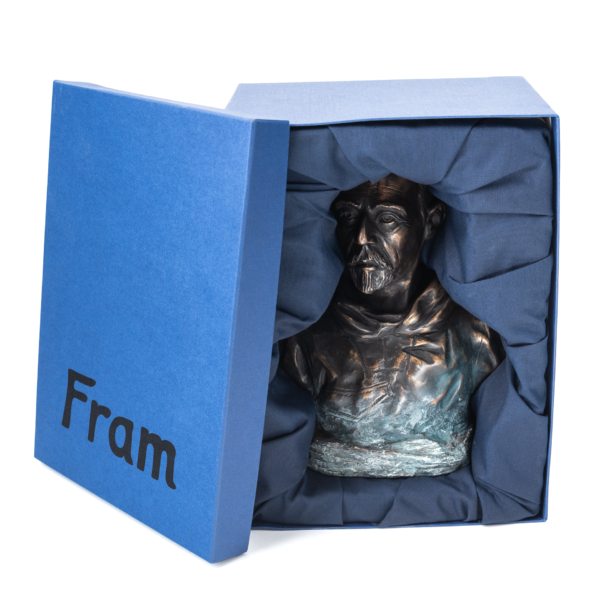 Roald Amundsen Bronze Bust With Ice Patina, Box and Sertificate, 19 cm
