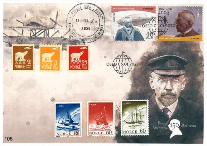 Amundsen Frimerke/Stamp Konvolutt/Envelope